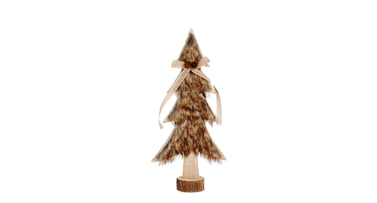 Tree standing fur wood 12x5x27cm brown