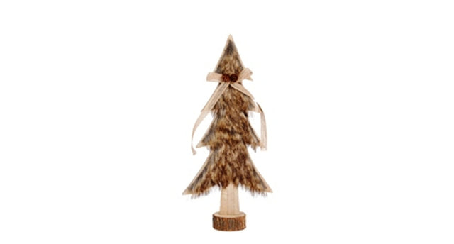 Tree standing fur wood 12x5x27cm brown
