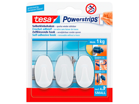 Tesa powerstrips plakhaak small ovaal - wit 3 stuks