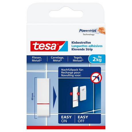 Tesa powerstrips plakhaak tegels metaal 2kg - 9 stuks