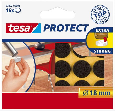Tesa beschermvilt rond 18mm 16 stuks bruin