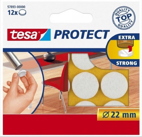 Tesa beschermvilt rond 22mm 12 stuks wit