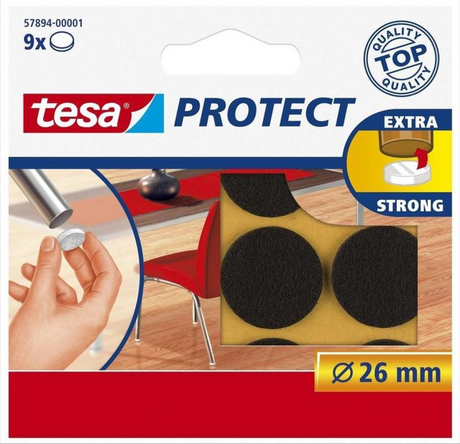 Tesa beschermvilt rond 26mm 9 stuks bruin