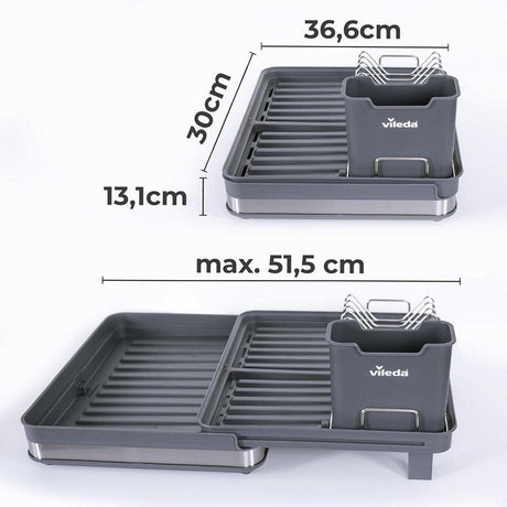 Vileda afdruiprek uittrekbaar 36.5-51.5x30x13.1 cm antraciet zilver