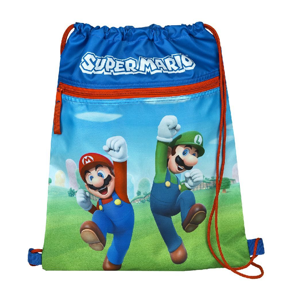 Bolsa de gimnasio Super Mario encubierta con bolsillo delantero