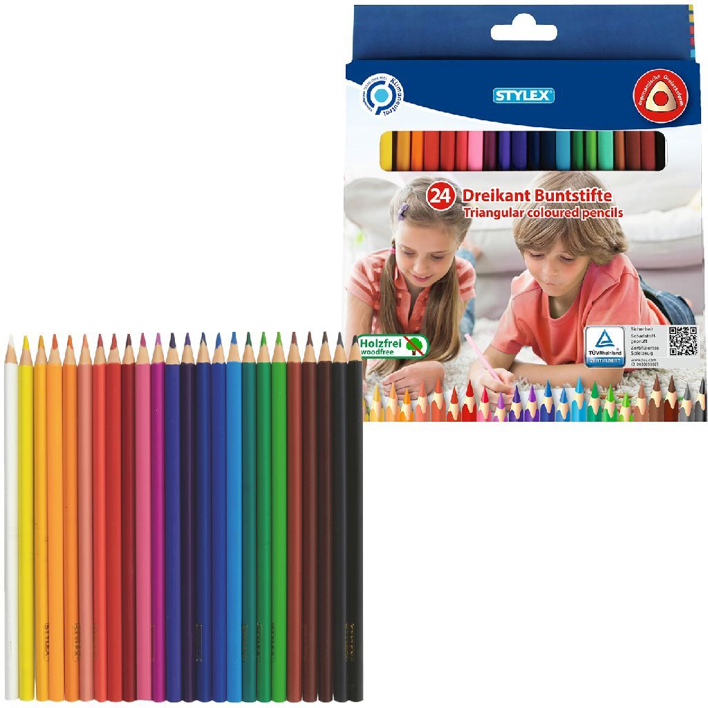 Stylex driehoekige kleurpotloden 24 kleuren