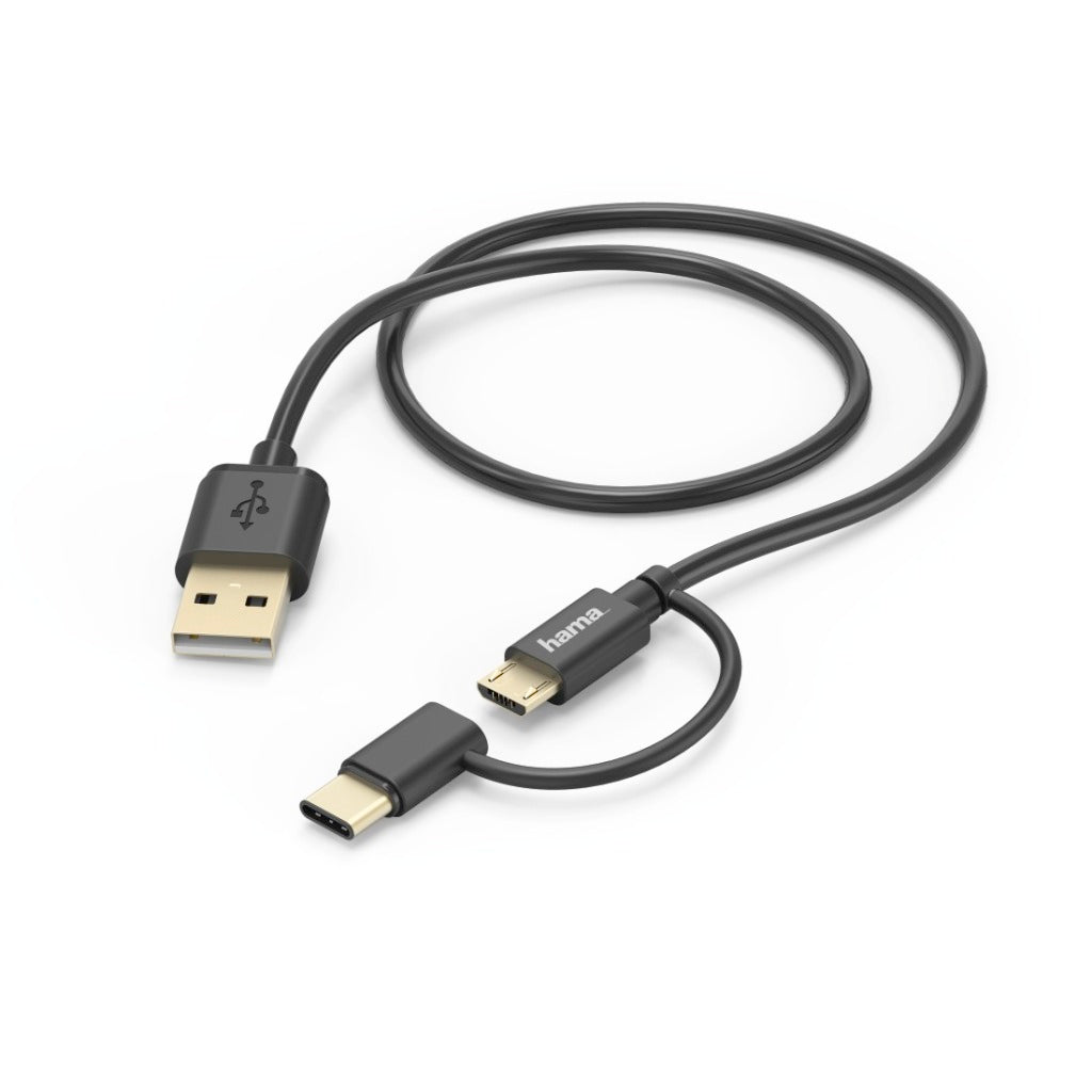 Hama 2in1-Micro-USB-Kabel mit USB-C-Adapter 1 m schwarz