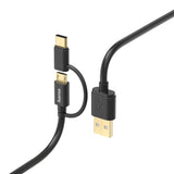 HAMA 2IN1-micro-USB kabel z USB-Type-C adapterjem 1 m črno