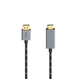 Hama Video Cable DisplayPort-st. - HDMI -handel; Ultra-HD 4K@60Hz Alu 1,50 m