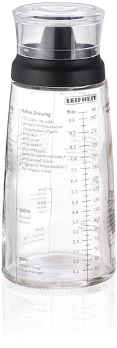 Leifheit proline dressing-shaker 300 ml glas zwart