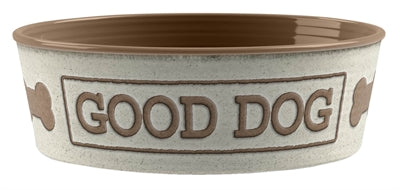 Tarhong food bowl good dog melamine white taupe