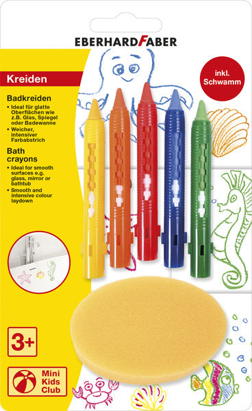 Eberhard faber badkrijtjes - met spons - 5 stuks - ef-524105