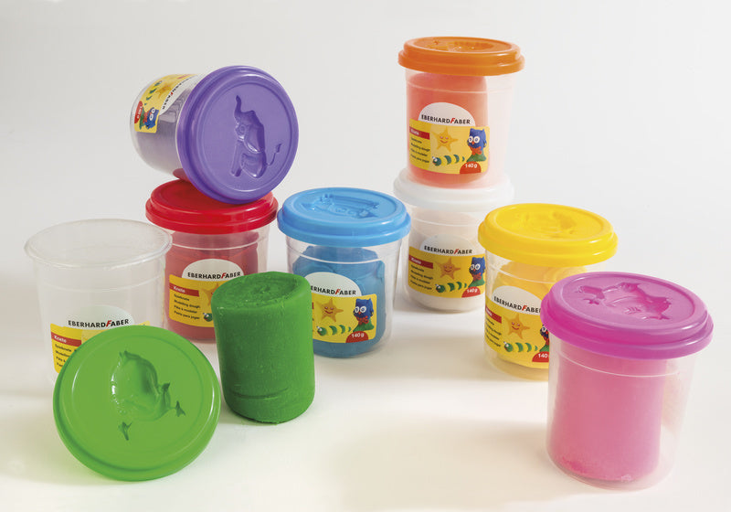 Eberhard Faber EF-572510 Clay per bambini in tazza, 140gr Oranje, rosa, verde, viola