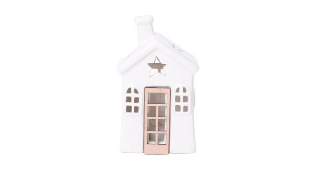 Table deco house w led 8x6x13cm natural white