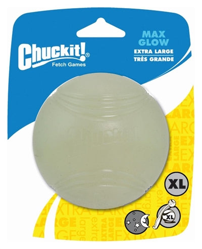 Chuckit! max glow ball – hondenspeelgoed – hondenbal - drijvend – apporteerspeelgoed – glow in the dark - extra large - ø9 cm - 1 stuks xl