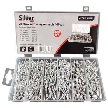 Silver klinknagels 2,4 - 4,8mm 400szt