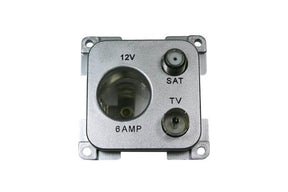 C-line 12 volt contactdoos met antenne en satelliet aansluiting zilver - verpakt