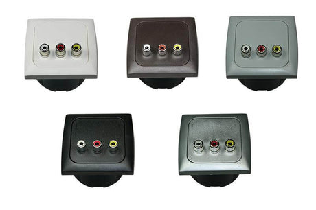 C-line video en audio contactdoos met opal afdekraam grijs - zonder verkoopverpakking