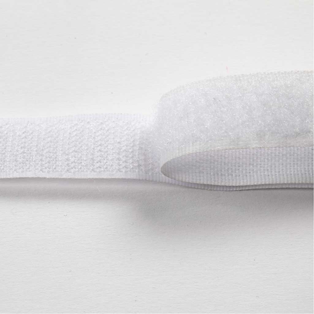 Creotime klitteband haak en lussluiting, b: 20 mm, wit, 5 m