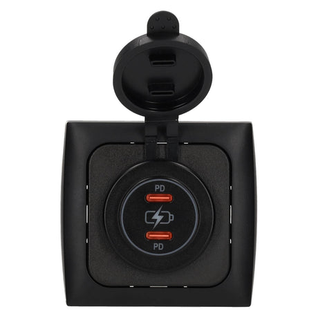 C-line power line 2x usb-c pd 36w lader met opal afdekraam zwart