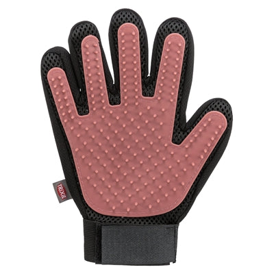 Trixie vachtverzorgingshandschoen mesh-materiaal tpr roze zwart
