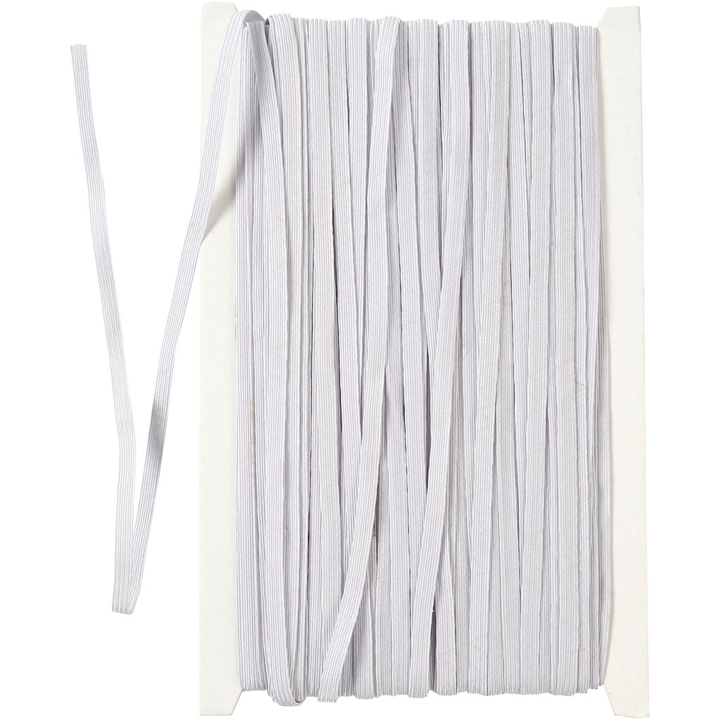 Creativ Company Elastisch lint B: 6 mm wit 50 m 1 rol