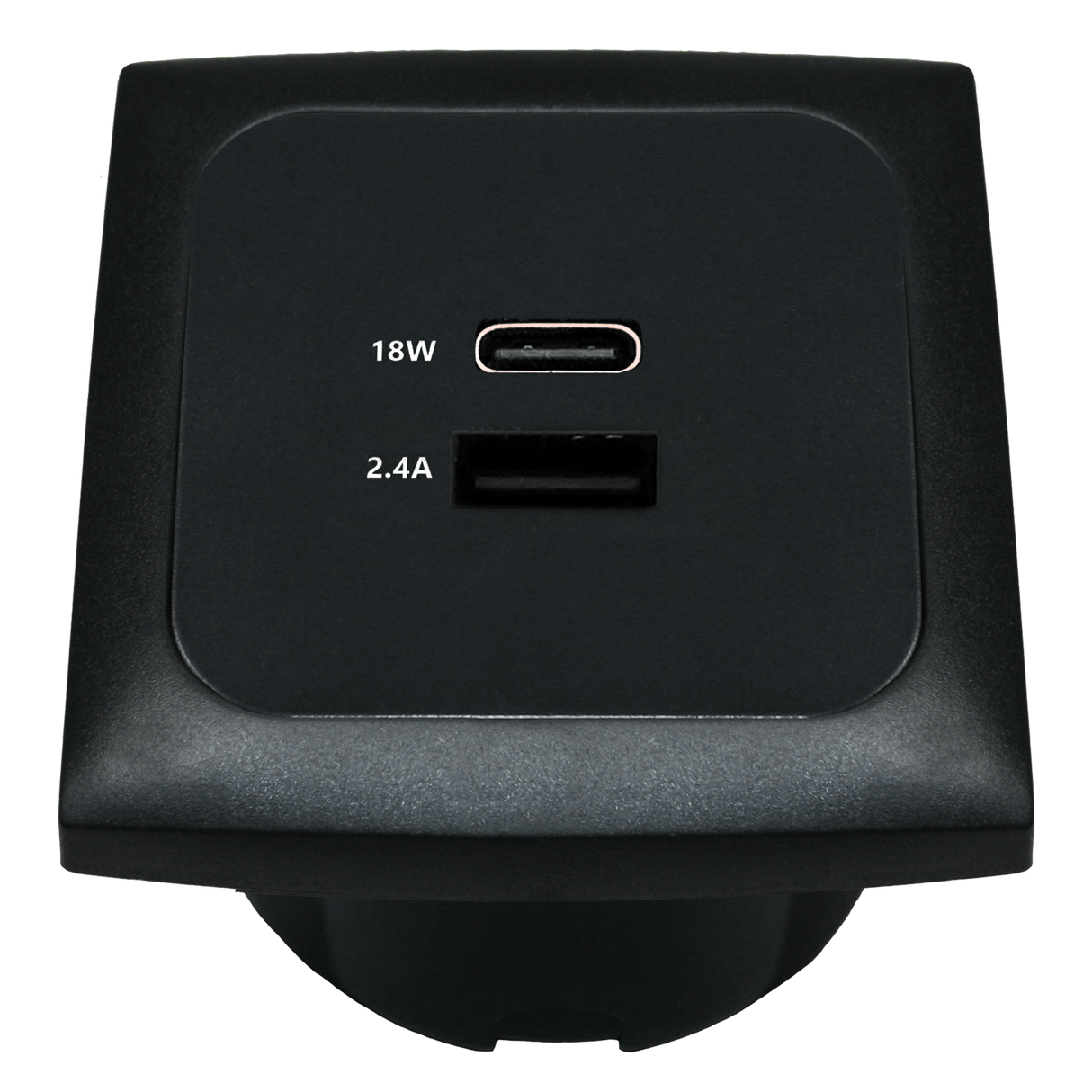 C-line usb laadcontactdoos met usb-a en usb-c met opal afdekraam zwart