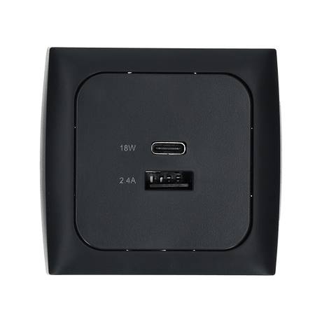 C-line usb laadcontactdoos met usb-a en usb-c met opal afdekraam antraciet - zonder verkoopverpakking