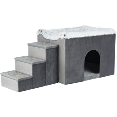 Trixie Dog Basket House Harvey avec un escalier blanc gris