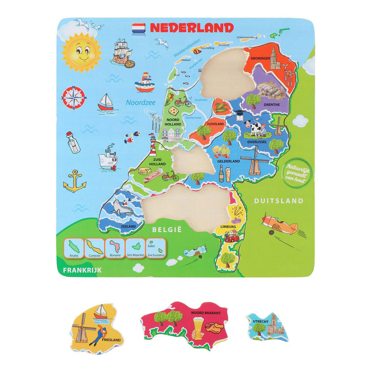 Holzpuzzle -Karten Niederlande, 13st.