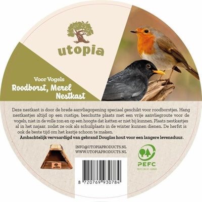 Utopia Nest Box Roodborst Merel z Douglasom Woodom