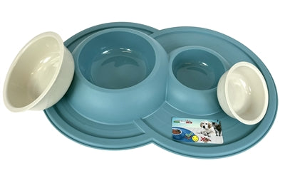 Happy Pet Mad About Pets Feeding Bucket Volcano Double Light Blue