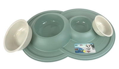 Happy Pet Mad About Pets Feeding Bucket Volcano Double Sage Green