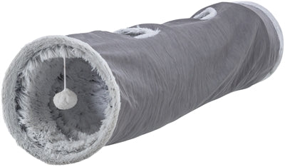 Trixie Cats Play Tunnel Harvey Velor Plush Gray