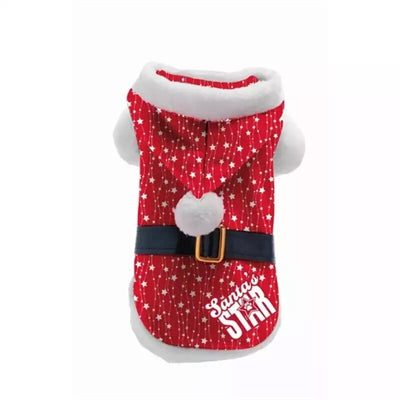 Plenty gifts Kerst hondenjas santa's star rood