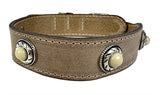 Sazzz Collar Dog Boho Treasure Stone Beige de cuero vintage