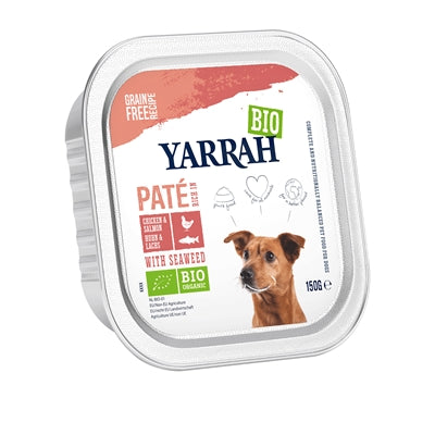 Yarrah Hond alu bio Pate Poulet Lachs mat Seewier