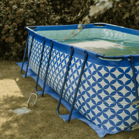 Elegance | donkerblauw wit opzet zwembad 400x200x100 cm incl. accessoires