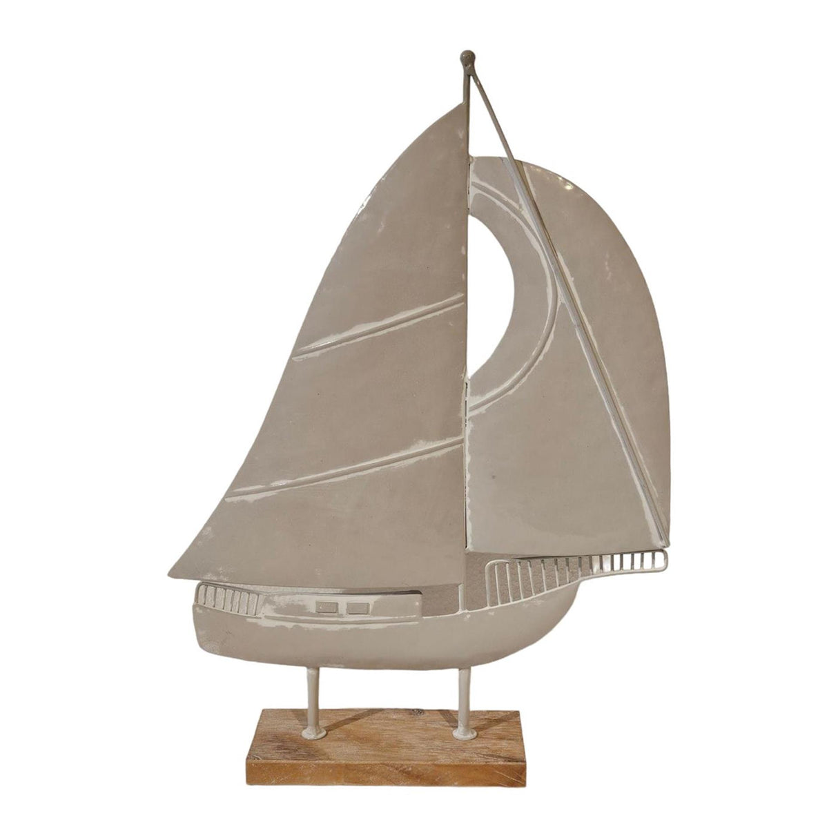 Mansion atmosphere decoratie zeilboot metaal hout 36x8x51,5cm