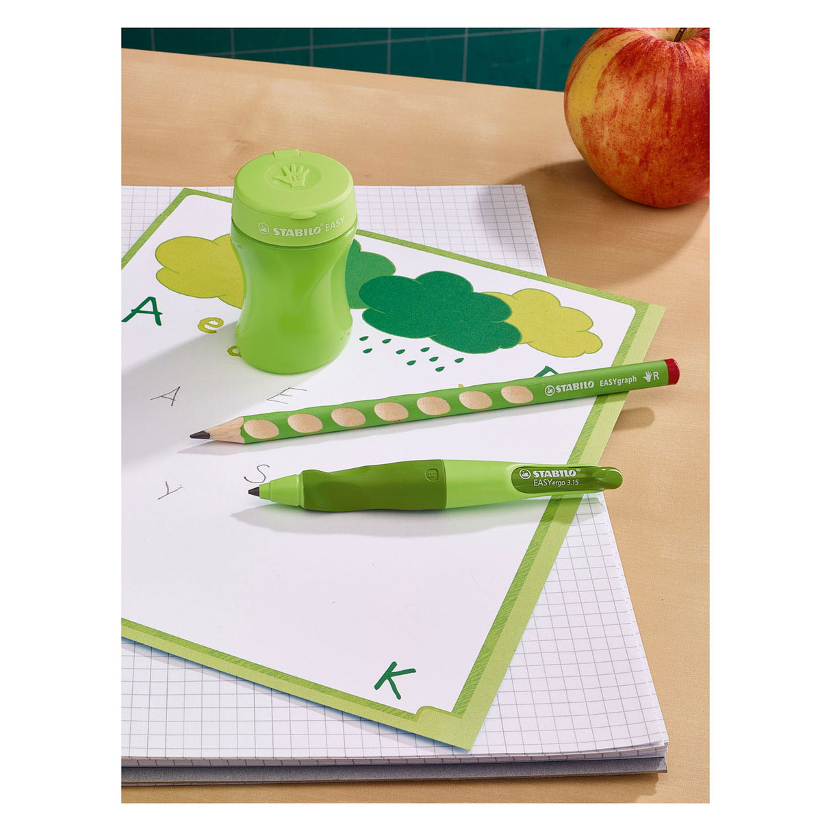 Stabilo Easy 3-in-1 høyre blyant Grinder Green