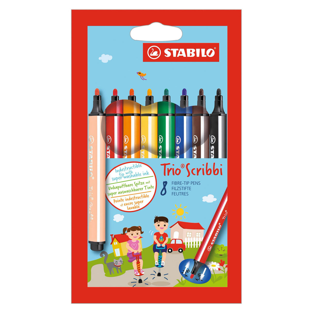 Stabilo Trio Scribbi Felt -tip pisala, 8st.