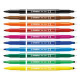 Stabilo Trio 2 in 1 felt -tip pen and fineliner in a set of 10 pieces