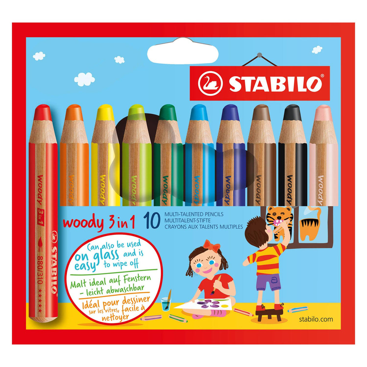 STABILO Woody 3in1 Kleurpotloden - 10 kleuren