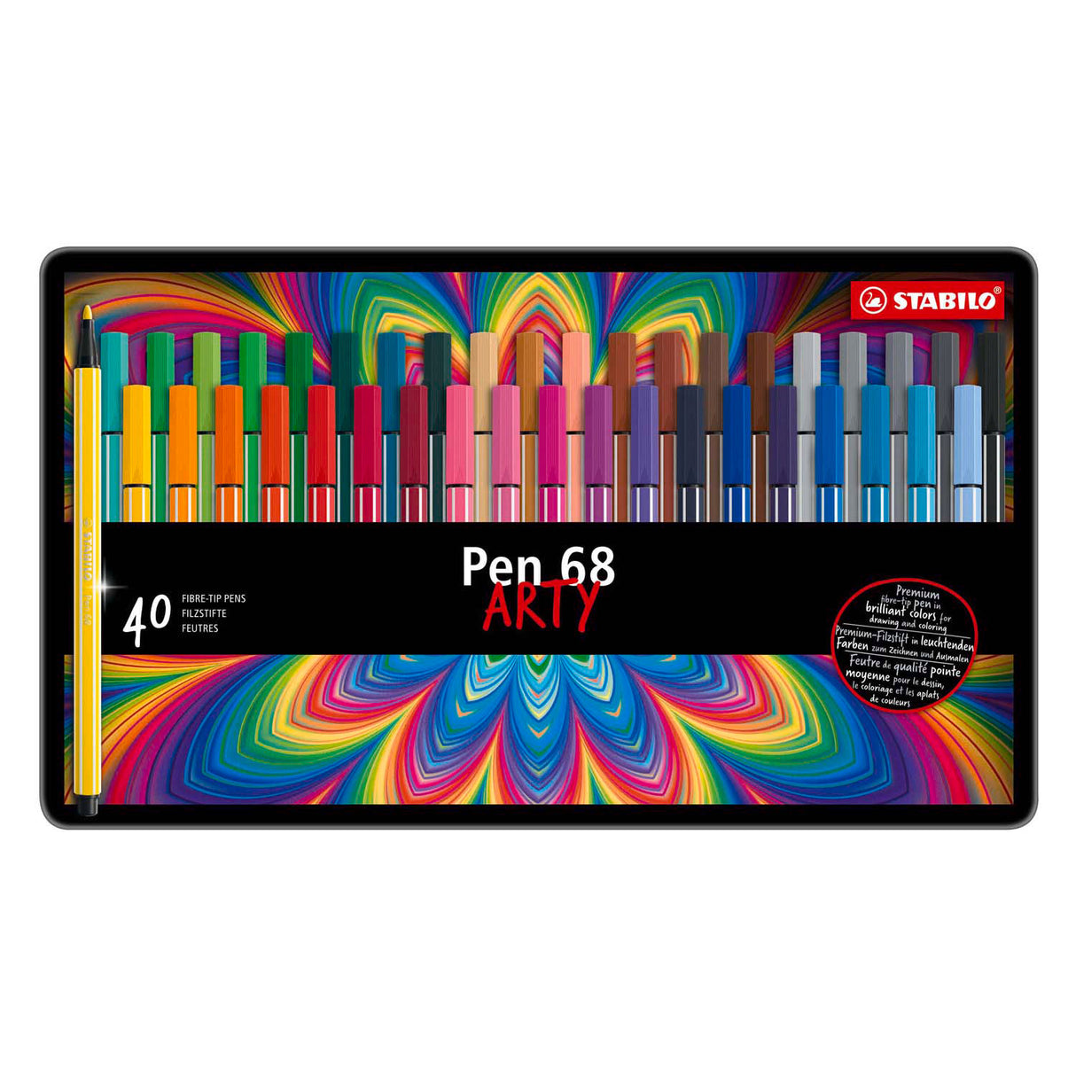 Stabilo Pen 68 i Metal Box, 40Kl.