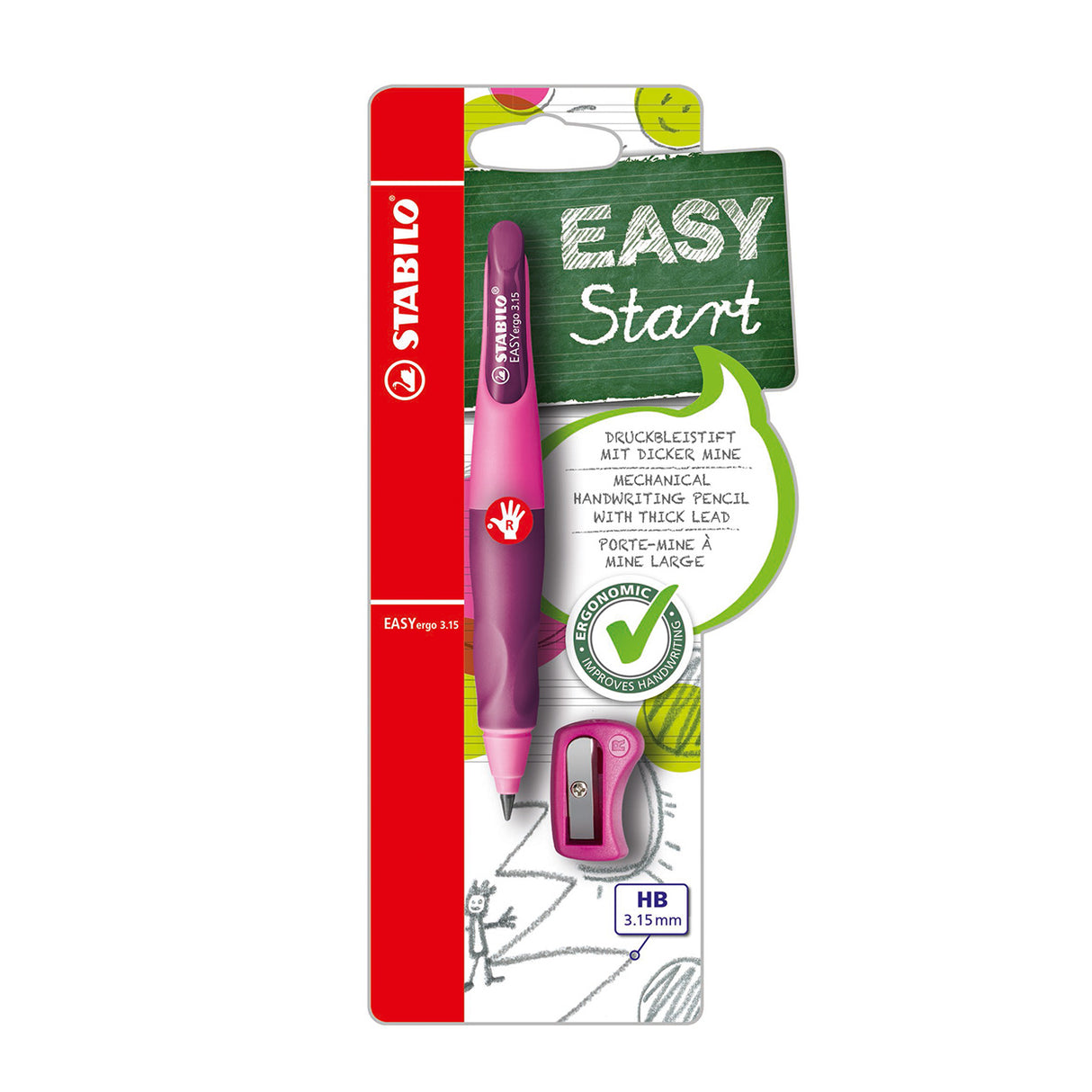 Stabilo Easyergo 3.15 Derecha - Rosa - Pink