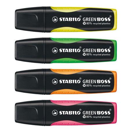 Stabilo tekstmarker 6070 4 green boss 2-5mm groen,geel,oranje,roze