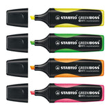 Stabilo tekstmarker 6070 4 green boss 2-5mm groen,geel,oranje,roze