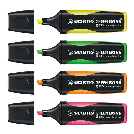 Stabilo tekstmarker 6070 4 green boss 2-5mm groen,geel,oranje,roze
