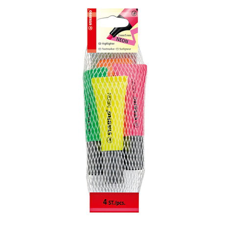 Stabilo neon - markeerstift - unieke tube vorm - etui 4 kleuren