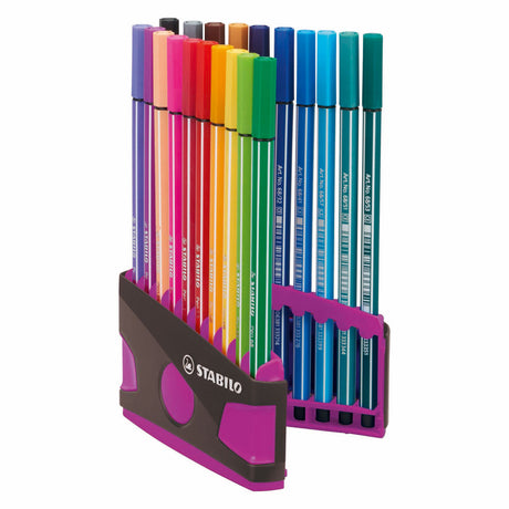 Stabilo viltstift pen 68 colorparade antraciet roze box a 20 stuks
